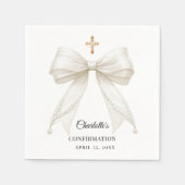 Serviette En Papier Ivory bow pearls elegant Confirmation (Devant)