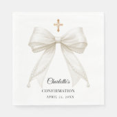 Serviette En Papier Ivory bow pearls elegant Confirmation luncheon (Devant)