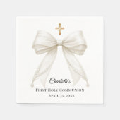 Serviette En Papier Ivory bow pearls First Holy Communion (Devant)
