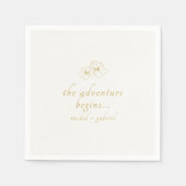 Serviette En Papier Ivory | Chic Faux Gold Wedding  (Devant)