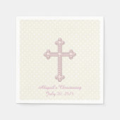 Serviette En Papier Ivory et Croix rose (Devant)