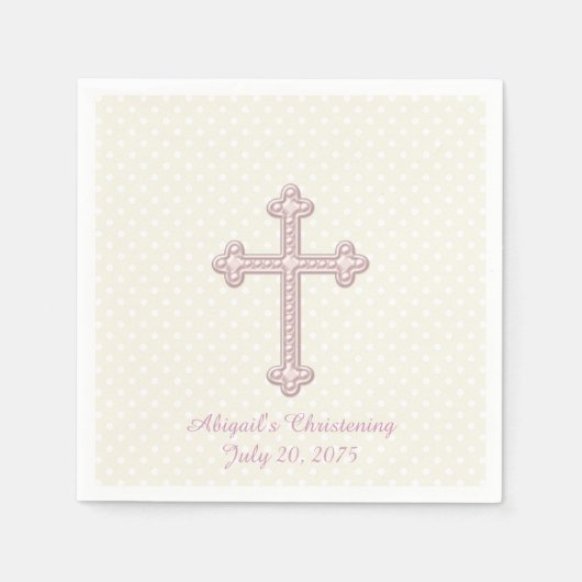Serviette En Papier Ivory et Croix rose (Devant)