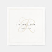 Serviette En Papier Ivory Minimalist Monogram Wedding Napkins (Devant)
