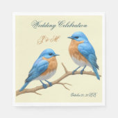 Serviette En Papier Ivory Pastel Lovebirds Romantique Bluebirds Mariag (Devant)