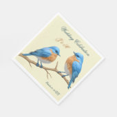 Serviette En Papier Ivory Pastel Lovebirds Romantique Bluebirds Mariag (Coin)