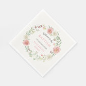 Serviette En Papier Ivory rose bébé Baptême Party Fille bébé Floral (Coin)