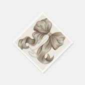 Serviette En Papier Ivory Striped Bow and Pearl Necklace (Coin)