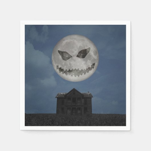 Serviette En Papier Jack-o'-lantern effrayant Lune d'Halloween (Devant)
