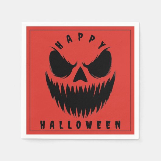 Serviette En Papier Jack-O’-Lantern Halloween heureux (Devant)