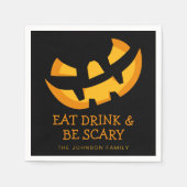 Serviette En Papier Jack-O-Lantern Mangez Boire et soyez effrayants (Devant)