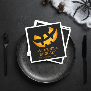 Serviette En Papier Jack-O-Lantern Mangez Boire et soyez effrayants