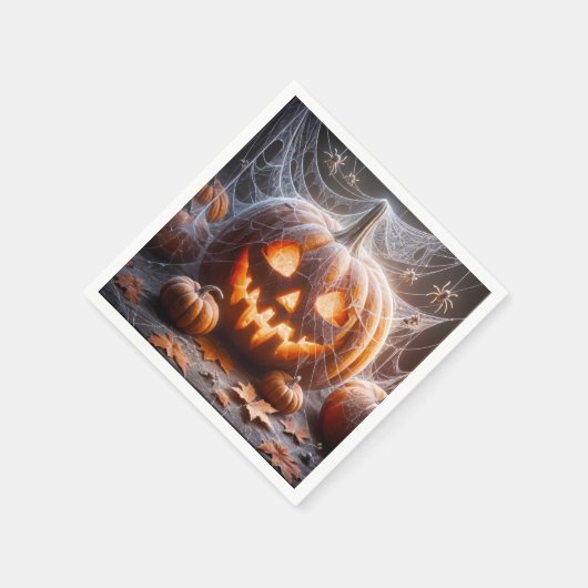 Serviette En Papier Jack-o-lanterne couvert dans les araignées (Coin)