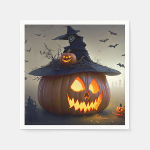 Serviette En Papier Jack-O-Lanterns, chauves-souris et une sorcière Ha