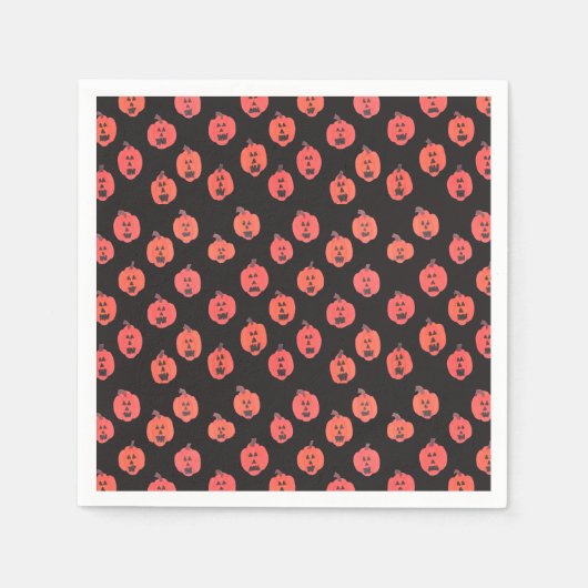 Serviette En Papier Jack-o-Lanterns sur Noir (Devant)