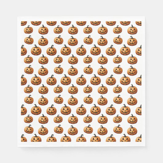 Serviette En Papier Jack O'Lanterns sur blanc (Devant)