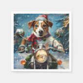 Serviette En Papier Jack Russell Chien équitation Moto Noël (Devant)