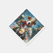 Serviette En Papier Jack Russell Chien équitation Moto Noël (Coin)
