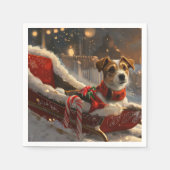 Serviette En Papier Jack Russell Chien Festive de Noël (Devant)