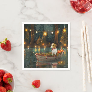 Serviette En Papier Jack Russell Christmas Festive Voyage