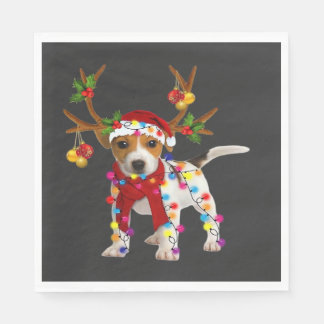 Serviette En Papier Jack russell Dog Gorgeous Reindeer Christmas Light