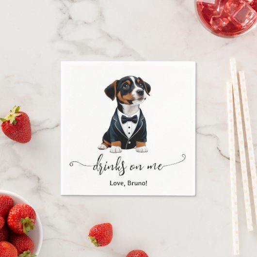 Serviette En Papier Jack Russell Puppy Boissons Sur Moi Mariage (En situation)