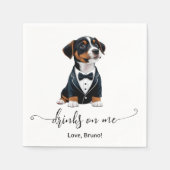 Serviette En Papier Jack Russell Puppy Boissons Sur Moi Mariage (Devant)