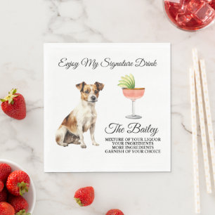 Serviette En Papier Jack Russell Terrier Signature Mariage Boisson Nap