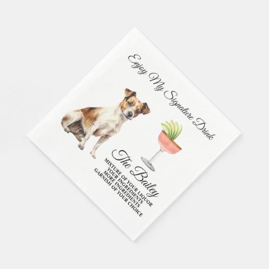Serviette En Papier Jack Russell Terrier Signature Mariage Boisson Nap (Coin)