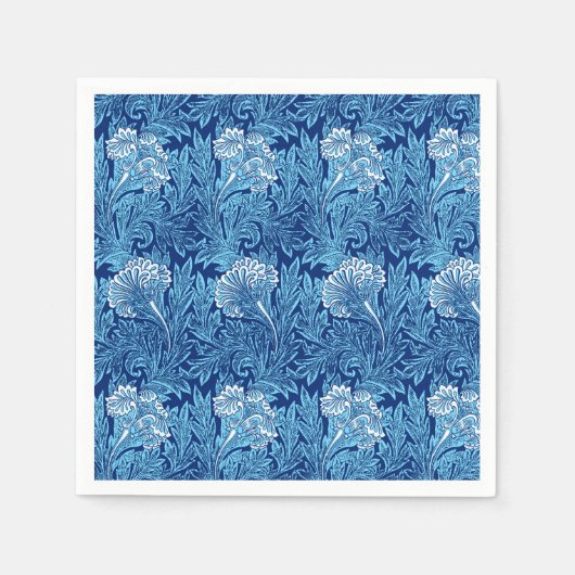 Serviette En Papier Jacobean Flower Damask, Cobalt et bleu clair (Devant)