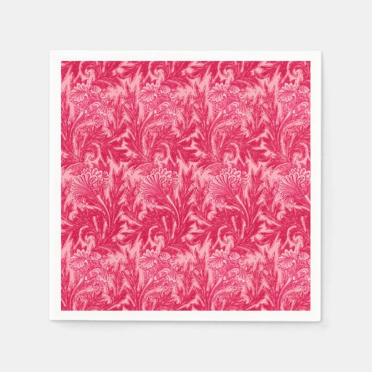 Serviette En Papier Jacobean Flower Damask, Fuchsia et rose clair (Devant)