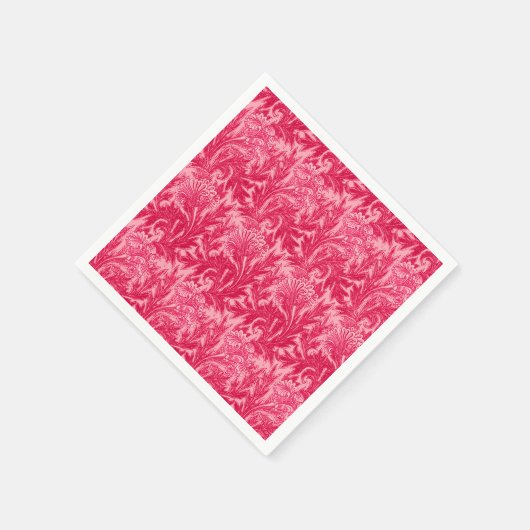 Serviette En Papier Jacobean Flower Damask, Fuchsia et rose clair (Coin)