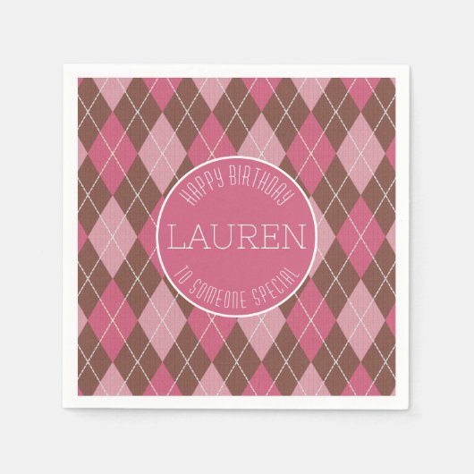 Serviette En Papier Jacquard Golf Motif - Rose / Brown Golfeur élégant (Devant)