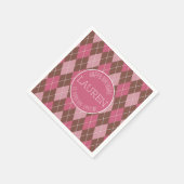 Serviette En Papier Jacquard Golf Motif - Rose / Brown Golfeur élégant (Coin)