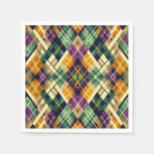 Serviette En Papier Jacquard Mardi Gras jaune violet vert (Devant)
