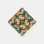 Serviette En Papier Jacquard Mardi Gras jaune violet vert (Coin)