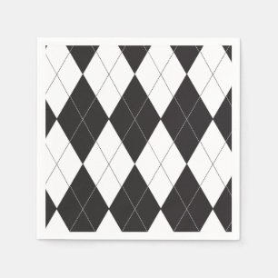 Serviette En Papier Jacquard noir et blanc