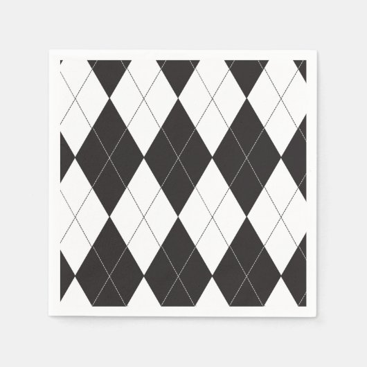 Serviette En Papier Jacquard noir et blanc (Devant)