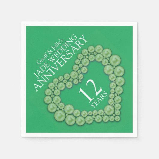 Serviette En Papier Jade 12e Mariage Anniversaire de coeur serviettes  (Devant)