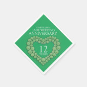 Serviette En Papier Jade 12e Mariage Anniversaire de coeur serviettes  (Coin)