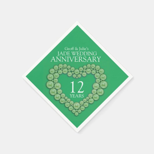 Serviette En Papier Jade 12e Mariage Anniversaire de coeur serviettes  (Coin)
