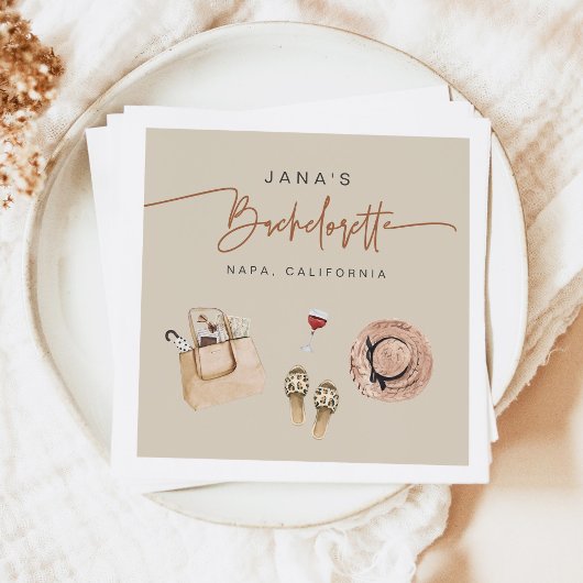 Serviette En Papier JADE Bohemian Napa Vin Pays Bachelorette