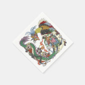 Serviette En Papier Jade Dragon and Gold Phoenix playing with a pearl (Coin)