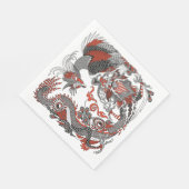 Serviette En Papier Jade Dragon and Gold Phoenix playing with a pearl  (Coin)