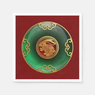 Serviette En Papier Jade Nouvel An chinois des serviettes de lapin