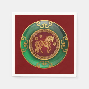 Serviette En Papier Jade Nouvel An chinois du cheval