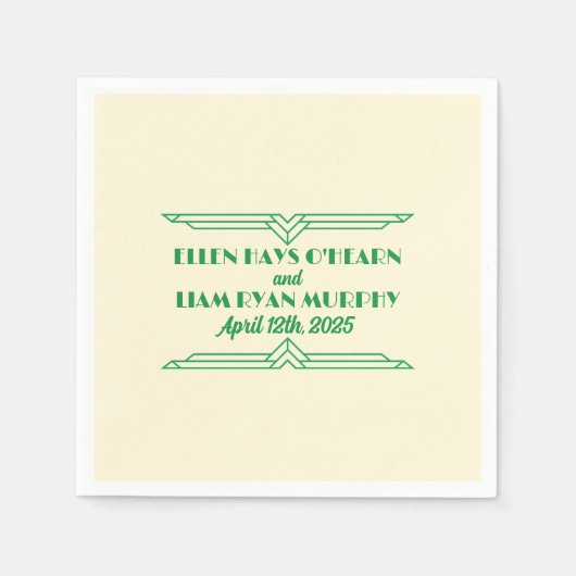 Serviette En Papier Jade on Beige Mariage Cocktail 1920 (Devant)