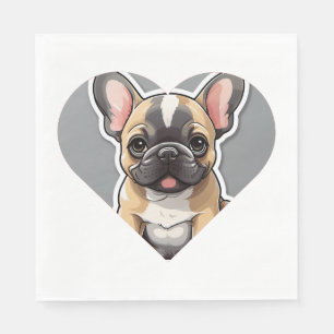 Serviette En Papier J'ADORE BULLDOGS FRANÇAIS jolie caricature chiot d