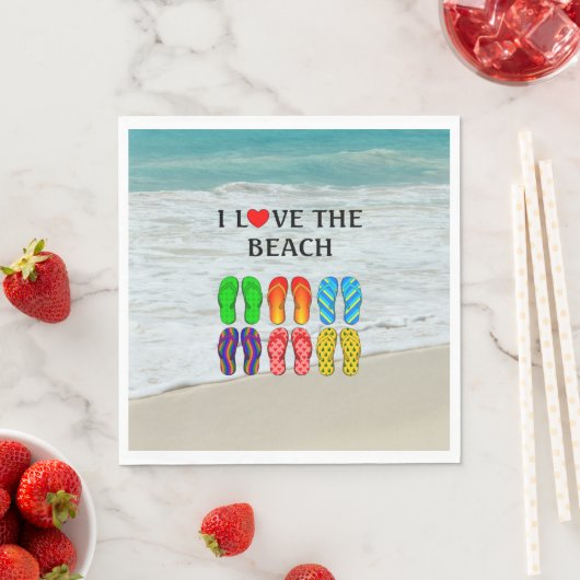 Serviette En Papier J'adore la plage (En situation)