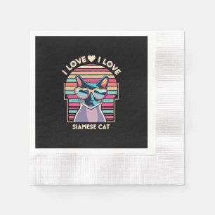 Serviette En Papier J'adore le chat siamois