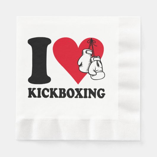 Serviette En Papier J'adore le kickboxing (Devant)